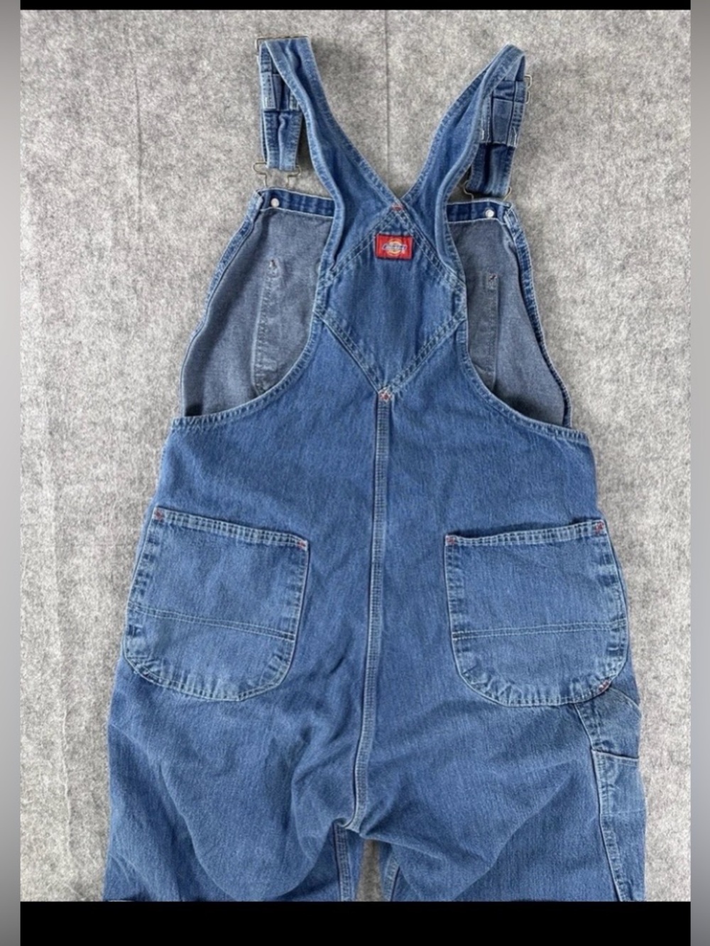 Dickies Dungarees Adult 38x32 Blue Bib Overalls Denim Work Wear Carpenter Mens - Picture 2 of 7
